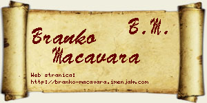 Branko Macavara vizit kartica